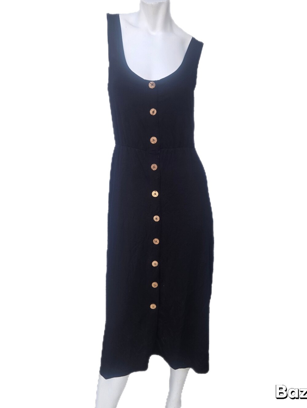 Reformation Jeans Black Ari Button Midi Dress